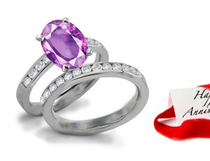 Shimmering: Most Desired Purple Sapphire & Diamond Engagement & Wedding Bands