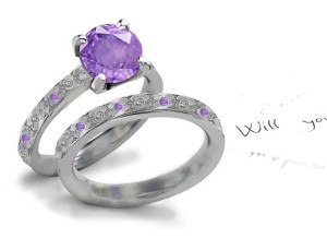 Premier Designer: Hand Engraved Lively Deep Rich Purple Sapphire Diamond Engagement Ring