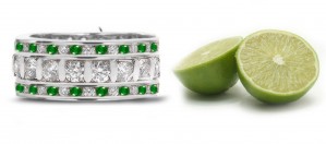 Stacked Triple Emerald & Diamond Eternity Ring