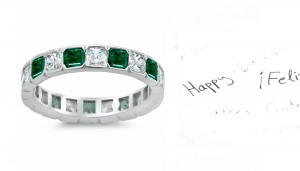 Eternity Band Ring Square Diamond & Emerald Ring