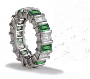 "Vibrant" Emerald Cut Diamond & Emerald Cut Emerald Eternity Band