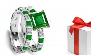 Craftsmanship: A Square Green Emerald & Diamond Engagement Wedding
