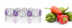 Bezel Set Sparkling Round Purple Sapphire & Diamond Eternity Bands