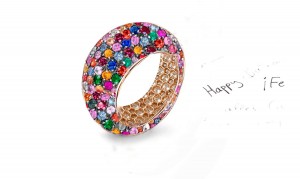 High Quality Multi-Colored Diamonds & Precious Stones Eternity Band Rings