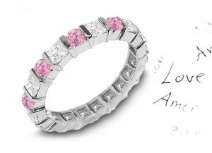 Premier Colored Diamonds Designer Collection - Pink Colored Diamonds & White Diamonds Fancy Pink Diamond Eternity Rings