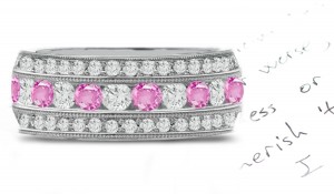 Pink Sapphire & Diamond Eternity Rings