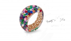 Fabulous Multi-Colored Diamonds & Precious Stones Eternity Band Rings