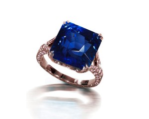 Most Popular Ring with Blue Sapphire & Pave Set Pink Sapphires in Gold or Platinum