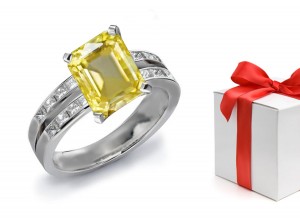 A Glittering Yellow Sapphire & Diamond Engagement Ring 