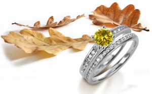 Blue Diamond Rings: Platinum Blue Princess Cut Diamond and White Princess Cut Diamonds Engagement Rings