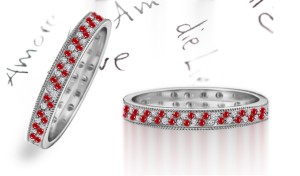 Brilliant Characterization Micropavee Ruby Diamond Eternity Band in Gold