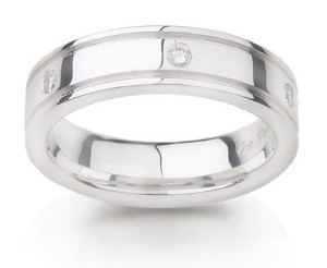 Mens Diamond Anniversary Burnish Set Ring in Platinum & Gold