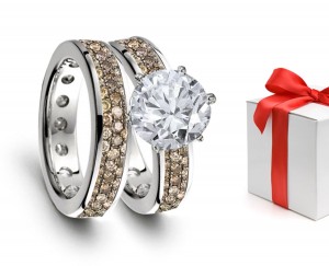 Brown Diamonds & Diamond Engagement & Wedding Rings Set