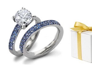 Sapphire Designer Diamond Engagement & Wedding Rings Set