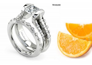 Tension Setting Diamond Wedding & Engagement Ring Set in Platinum