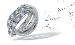 Premier Colored Diamonds Designer Collection - Blue Colored Diamonds & White Diamonds Fancy Blue Diamond Eternity Rings