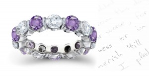 Purple Sapphire & Diamond Bar Set Eternity Rings