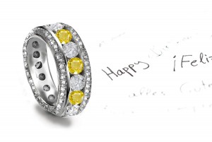 Glittering Diamond Ring in Sun Lit Yellow Gold & Moon Lit White Gold & Platinum