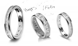 New Styles: Channel Set Asscher Cut Diamond Eternity Ring in Platinum & White Gold Size 3 to 8