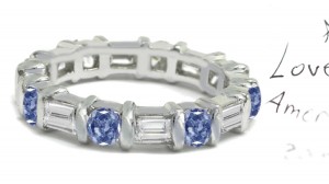 Premier Colored Diamonds Designer Collection - Blue Colored Diamonds & White Diamonds Fancy Blue Diamond Eternity Rings