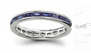 Royal Blue Blue Sapphire Baguette Eternity Band