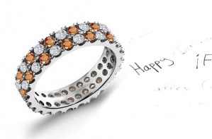 Explore Pink Orange Sapphires & Diamonds Eternity Ring