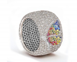 Delicate French pavee Sparkling Brilliant-Cut Round Diamonds & Vivid Multi-Colored Precious Stones Eternity Rings & Bands Featuring Butterflies, Moon & Stars