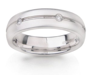 Mens Diamond Anniversary Burnish Set Band in Platinum & Gold