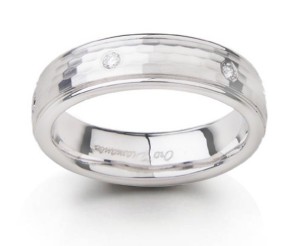 Mens Diamond Wedding Band in Polished Platinum & Fine Gold