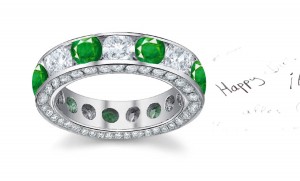 Designer Diamond Emerald Eternity Halo Band