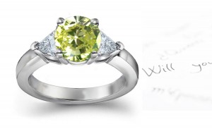 Green Diamond & White Diamond Fancy Rings