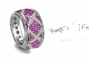 Purple Sapphire & Diamond Eternity Wedding Band