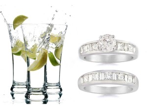 Pre-set Engagement Ring. Engagement Wedding Ring Matching Set. 