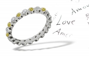 Premier Colored Diamonds Designer Collection - Yelllow Colored Diamonds & White Diamonds Fancy Diamond Eternity Rings