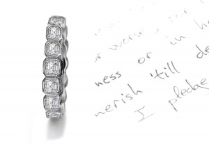 From The Heart: Asscher Cut Diamonds Precise Set in Octagonal Shaped Bezel 14k White Gold Settings