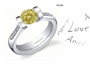 Exclusive Design Tension Set Jewelry: Tension Set Yellow Diamond Rings