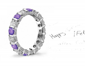 Hand Engraved: Elegant Hand Engraved Diamond & Sapphire Wedding Rings