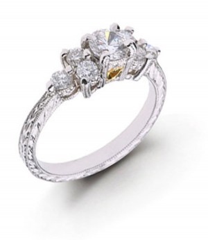 Platinum Hand Engraved Filigree. View Engagement Setting Wedding Bands