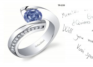 Exclusive Design Tension Set Jewelry: Tension Set Blue Diamond Rings