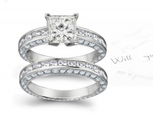 Finely Crafted Diamond Engagement Ring & Wedding Band and Diamond Halo Sides