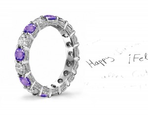 Hand Engraved: Elegant Hand Engraved Diamond & Sapphire Wedding Rings