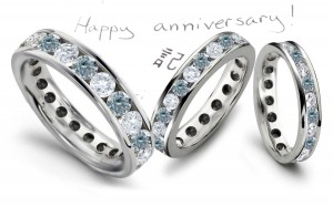 Round Blue Diamond & White Diamond Eternity Bands