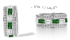 Shining & Pure: Stacked Baguette Emerald & Diamond Eternity Ring