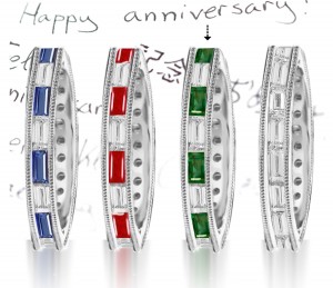 Precious Stones: Baguette Diamond & Emerald Eternity Band