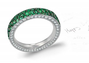 Micropavee Emerald & Diamond Halo Band