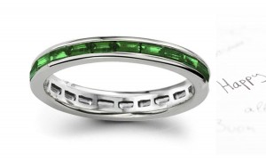 All Emerald Baguette Eternity Ring in Platinum & Gold