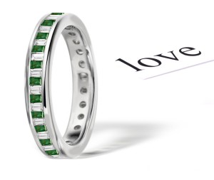 Baguette Emerald & Diamond Eternity Band