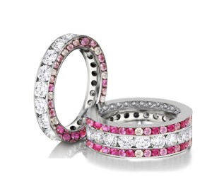 Made to Order Great Selection of Channel Set Brilliant Cut Round Diamonds & Pink Sapphires Eternity Rings & Bands