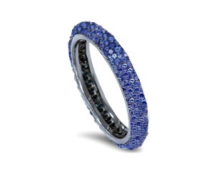 Delicate Women's Eternity Rings Featuring Blue Sapphires & Diamonds in Precision Micro pave Settings