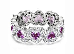 Buy High Quality Custom Manufactured Heart Shaped Halo Micro Diamond Eternity Wedding & Anniversary Bands